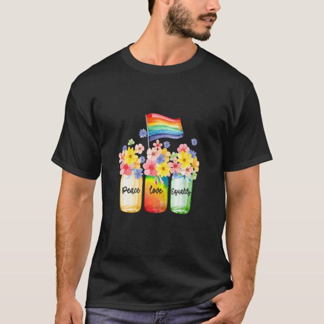 Cute Peace Love Equality Lgbt Pride Awareness Mont T-Shirt (Front)