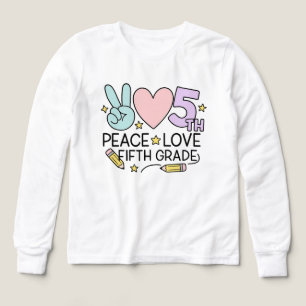 Cute Peace Love Fifth Grade – 5th Grade first day Tri-Blend Shirts