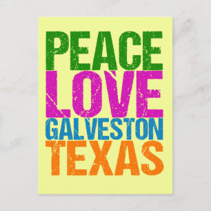 Cute Peace Love Galveston Texas Postcard
