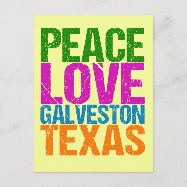Cute Peace Love Galveston Texas Postcard (Front)