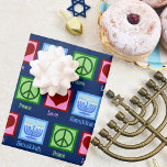Cute Peace Love Hanukkah Pattern Dark Blue Wrapping Paper Sheets<br><div class="desc">Peace Love Hanukkah wrapping paper in dark blue for a Jewish person who likes to celebrate Chanukah. A pretty peace sign,  heart,  and a beautiful menorah in a cute pattern for the holiday.</div>