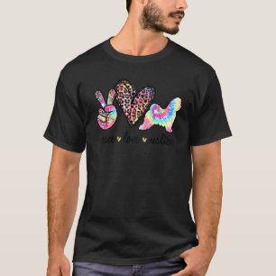 Cute Peace Love Maltese Tie dye Women Dog   Mother T-Shirt