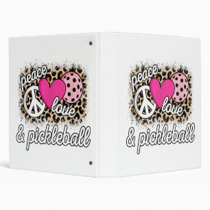 Cute Peace Love Pickleball Player Funny Pickle Bal 3 Ring Binder