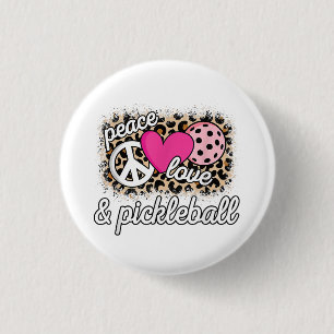 Cute Peace Love Pickleball Player Funny Pickle Bal Button