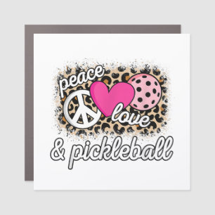 Cute Peace Love Pickleball Player Funny Pickle Bal Car Magnet