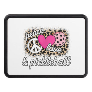 Cute Peace Love Pickleball Player Funny Pickle Bal Hitch Cover