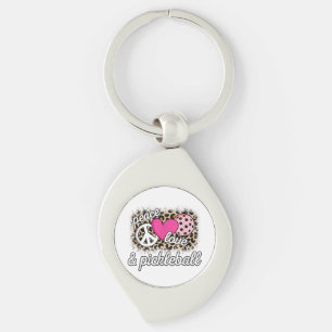 Cute Peace Love Pickleball Player Funny Pickle Bal Keychain