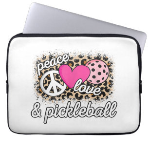 Cute Peace Love Pickleball Player Funny Pickle Bal Laptop Sleeve