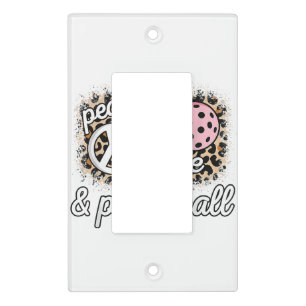 Cute Peace Love Pickleball Player Funny Pickle Bal Light Switch Cover