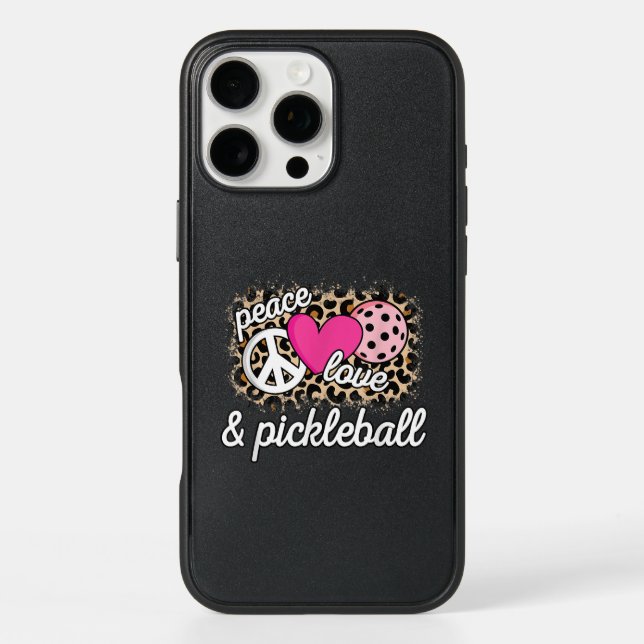 Cute Peace Love Pickleball Player Funny Pickle Bal Otterbox iPhone Case (Back)