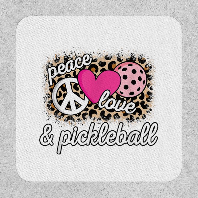 Cute Peace Love Pickleball Player Funny Pickle Bal Patch (Front)