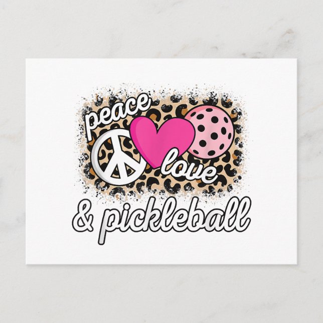 Cute Peace Love Pickleball Player Funny Pickle Bal Postcard (Front)