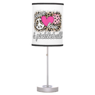Cute Peace Love Pickleball Player Funny Pickle Bal Table Lamp