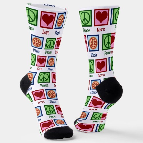 Cute Peace Love Pizza Socks