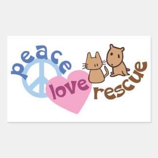 Cute Peace Love Rescue Stickers - Set of Four