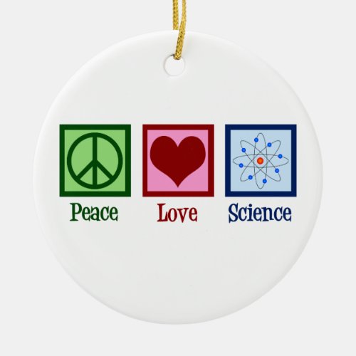 Cute Peace Love Science Teacher Ceramic Ornament