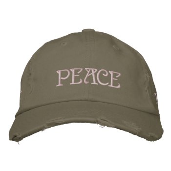 Cute Peace Love Word Print Inspiring Embroidered Baseball Cap by HappyGabby at Zazzle