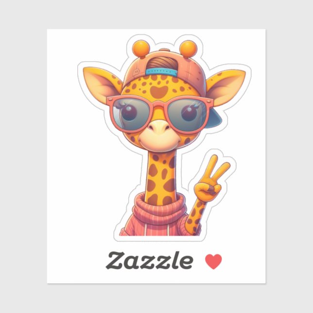 Cute Peace Sign Giraffe Sticker (Sheet)