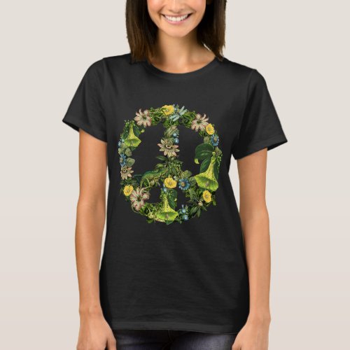 Cute Peace Sign Love Flower Vintage Retro T_Shirt