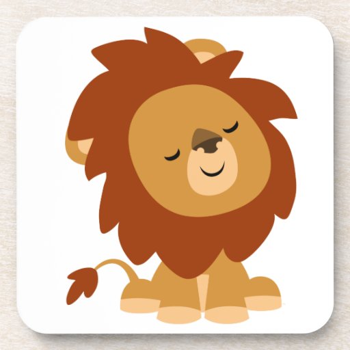 Cute Peaceful Cartoon Lion Coasters Set | Zazzle