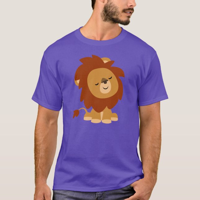 Cute Peaceful Cartoon Lion T-Shirt (Front)