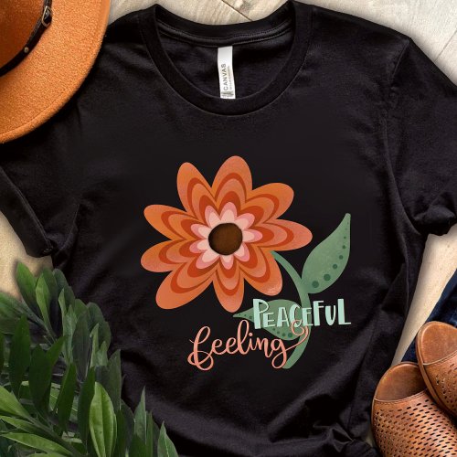 Cute Peaceful Feeling Orange Flower Inspirivity T_Shirt