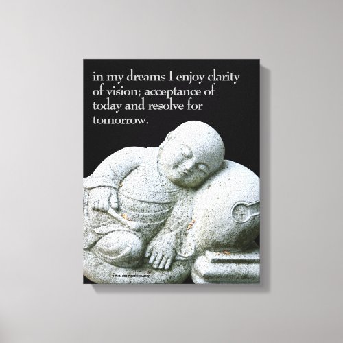 Cute Peaceful Sleeping Young Monk Stone Sculpture Canvas Print