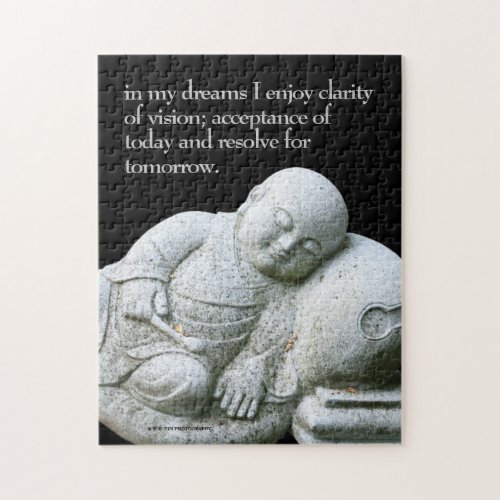 Cute Peaceful Sleeping Young Monk Stone Sculpture Jigsaw Puzzle