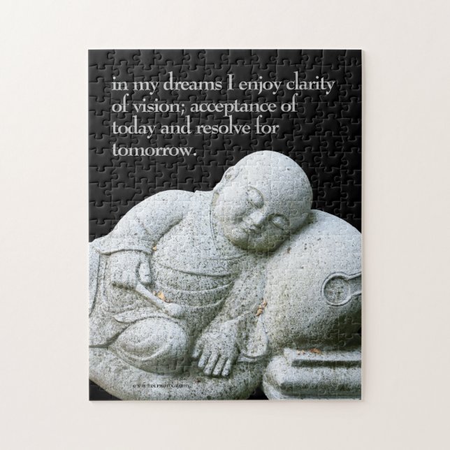 Cute Peaceful Sleeping Young Monk Stone Sculpture Jigsaw Puzzle (Vertical)