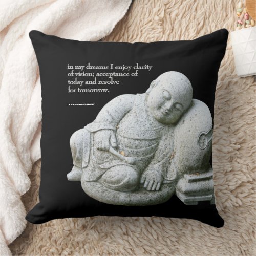 Cute Peaceful Sleeping Young Monk Stone Sculpture Throw Pillow
