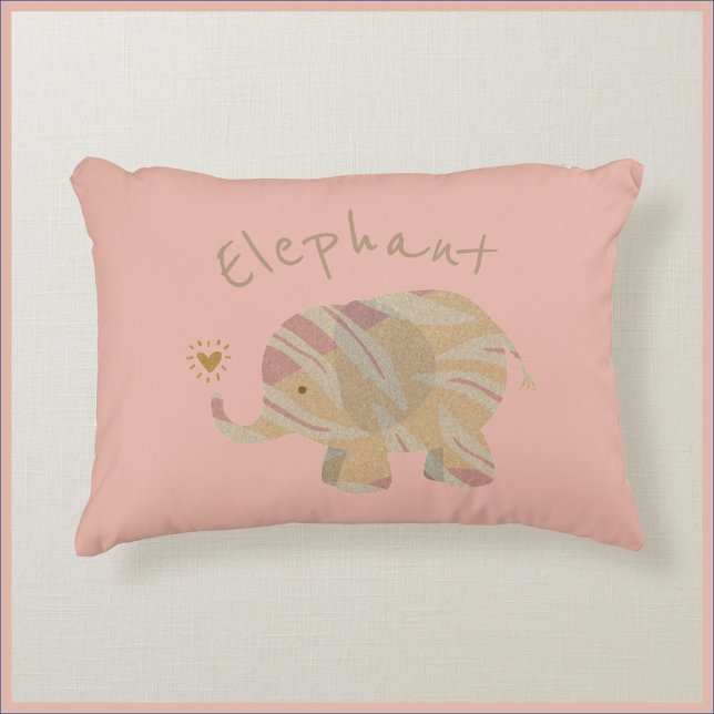 Cute Peach Abstract Elephant Accent Pillow (Creator Uploaded)