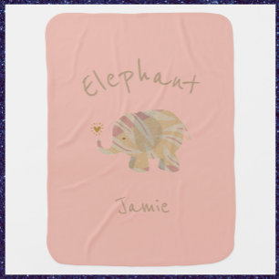 Cute Peach Abstract Elephant Baby Blanket
