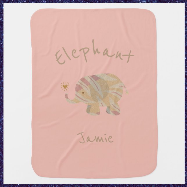 Cute Peach Abstract Elephant Nursery Baby Blanket (Creator Uploaded)