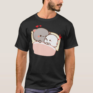 Cute Peach And Goma Going To Sleep Mochi Cat T-Shirt