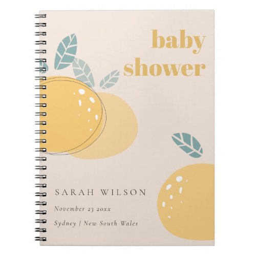 Cute Peach Blush Lemon Fruity Bold Baby Shower Notebook
