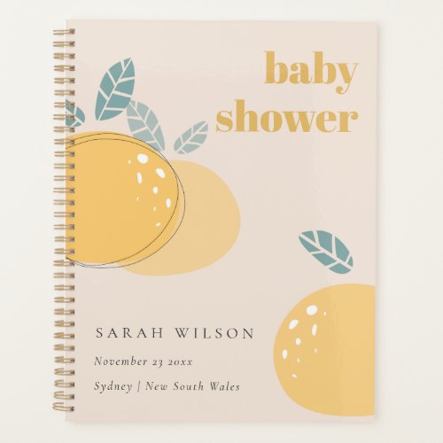 Cute Peach Blush Lemon Fruity Bold Baby Shower Planner