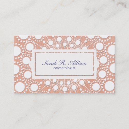 Peach Embossed and Linen Look Beauty Business Card Template