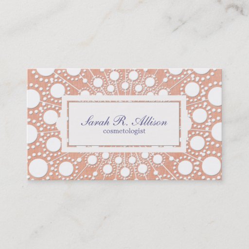 Customizable Peach Embossed and Linen Look Beauty Business Card Template