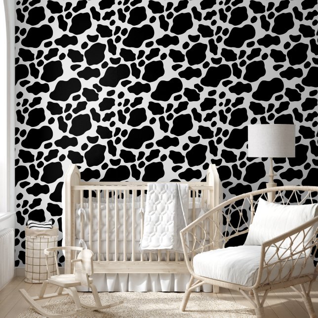 Cute peach cow spots unisex nursery wallpaper  (Kids)