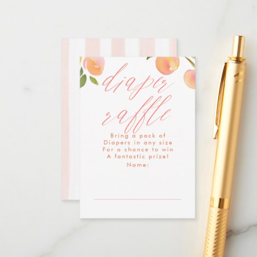 Cute Peach Diaper Raffle Baby Shower Tickets Enclosure Card