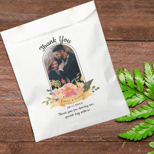 Cute Peach Floral Arch Photo Floral Wedding Party Favor Bag