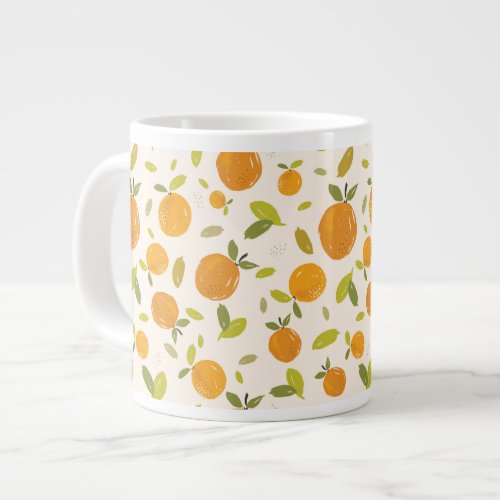 Cute Peach Fruit Pattern Giant Coffee Mug