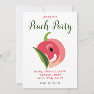 Cute Peach Fruit Peach Party Invitation