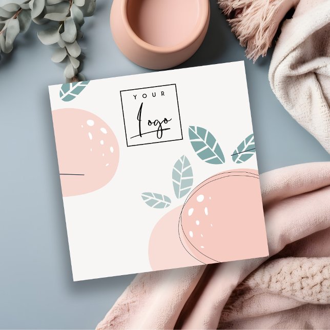 Cute Peach Fruity Abstract Bold Necklace Display Square Business Card (Creator Uploaded)