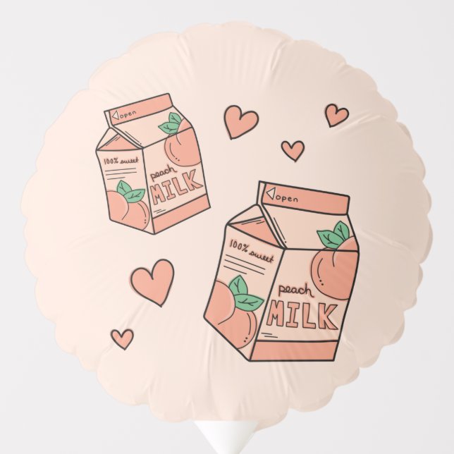 Cute Peach Milk Carton Balloon (Front)