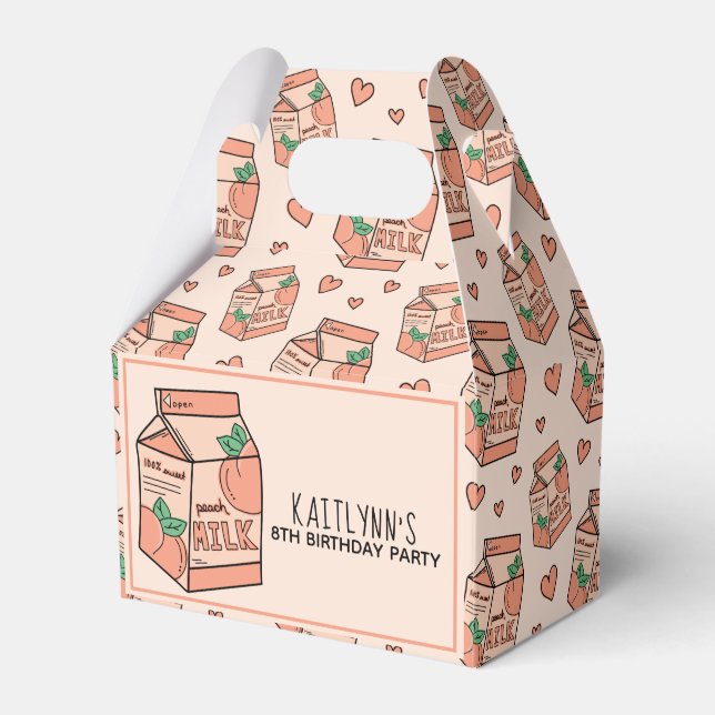 Cute Peach Milk Carton Favor Boxes (Front Side)