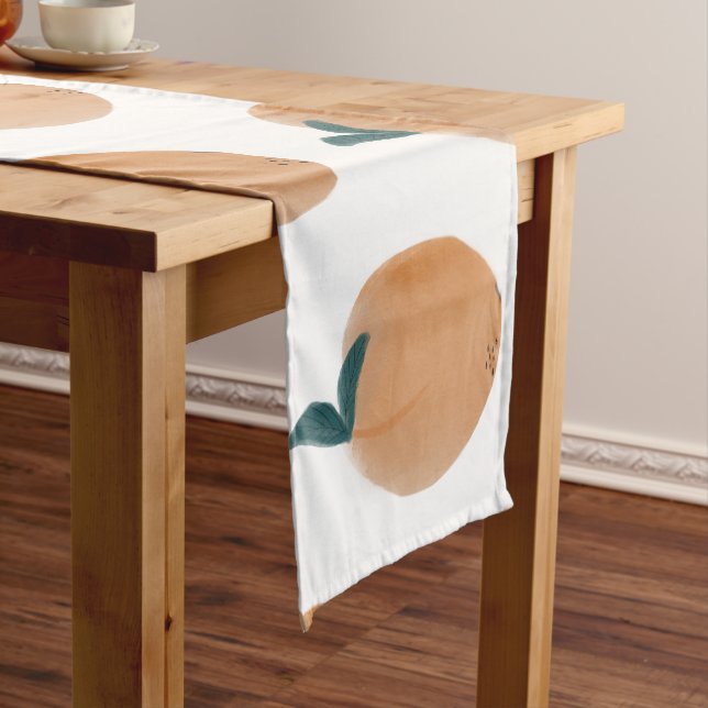 Cute Peach Orange Fruit Hand Drawn      Medium Table Runner (In Situ)