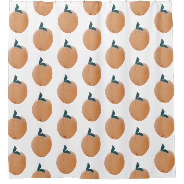 Cute Peach Orange Fruit Hand Drawn Shower Curtain (Front)