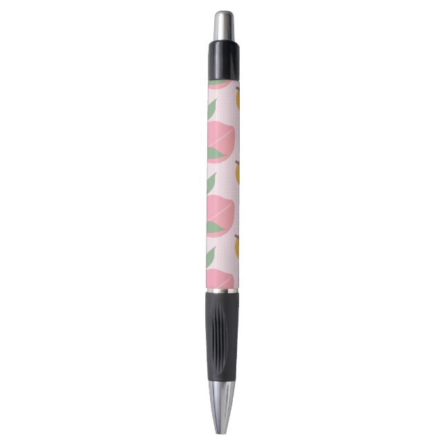 Cute Peach Orange Fruit Pattern Pink Pen (Front Vertical)