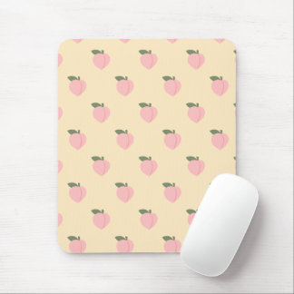 Cute Peach Pattern | Pastel Aesthetic Fruit Design Mouse Pad